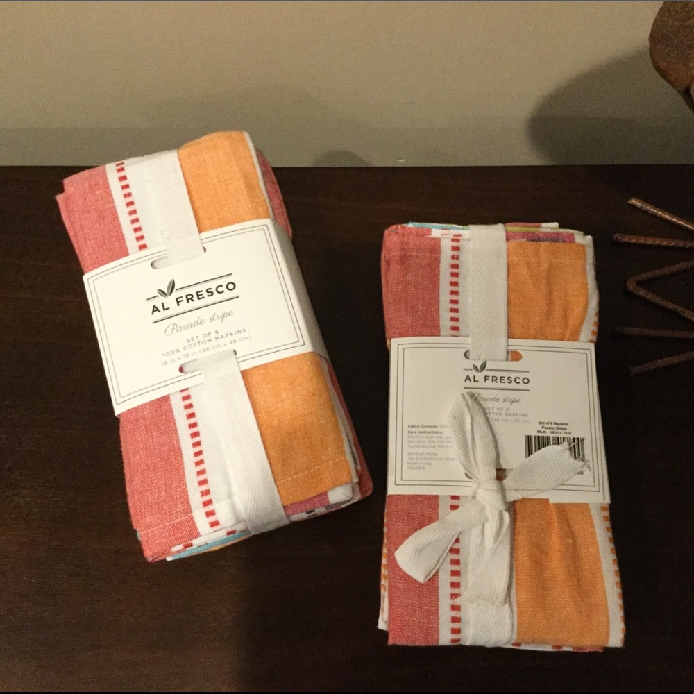 12 New Colorful Striped Cotton Napkins